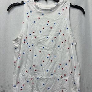 Fifth Sun White and Blue Sleeveless Muscle Tee
